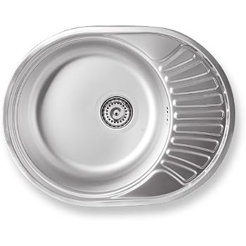 Edelstahlspüle Rundbecken Spülbecken rund - Edelstahl -DR45/58- Abmessung 450x580 mm -Tiefe 160 ...