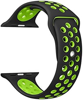 Hairizone Apple Watch Band Nike + Series, Soft Sport Silicone Replacement Strap Band With Adjustable Buckle, Quick Release for iWatch, 38mm Black/Volt