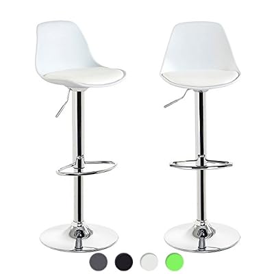KAYELLES Tabourets de Bar Cuisine DESIGN SIG - Lot de 2 - Chaise de Bar Réglable (Blanc)