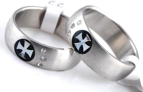 UrbanBijoux Women Teen Men's Ring – Stainless Steel Cross Rhinestone Gothic – 62