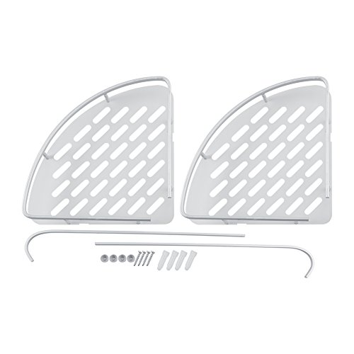 Yosoo Badzimmer 2 Etagen Duschablage mit Handtuch Haken aus Aluminium Duschregal Duschkörbe Eck-Badregal Eckregal ca. 31 x 21cm - 5