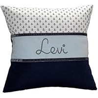 Kissen inkl. 1 Namen 35 x 35 Anker blau