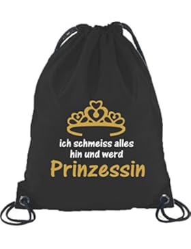 Shirtstreet24, ICH WERD PRINZESSIN, Turnbeutel Rucksack Sport Beutel