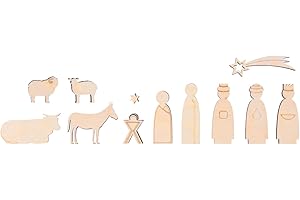 Rayher Drewniane figurki do szopki bożonarodzeniowej, FSC Mix Credit, 1-7,5 cm, grubość 6 mm, woreczek SB 12 sztuk, 64538505