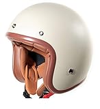 Creme-Mattfarbener klassischer Helm mit braunem Helmschirm