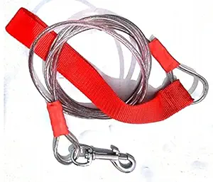 Adler PVC Cable Leash for Small Medium-Large Dogs 6ft 8ft 10ft 12ft 15ft Steel Red and Silver Color. Water Proof Lead for All Sized Pets. Great for Yard, Camping. Easy to use & Strong. (8 FT)