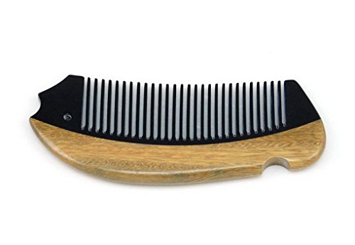 ACME Kamm Holzkamm Taschenkamm aus Grün Sandelholz,handgefertigte Kamm ,12,5 x 4,8cm,Braun - 4