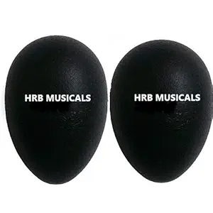 HRB Musicals 1 Pair Plastic Percussion Musical Egg Maracas Shakers - (pack of 2) (black)
