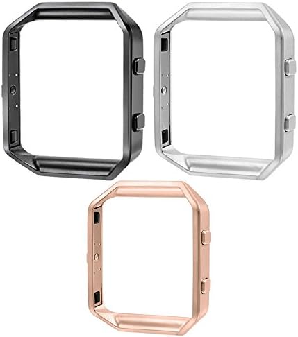 LyStar 3Pack Fitbit Blaze Band Frame, Stainless Steel Metal Watch Repalcement Housing Protective Frame Case Cover for Fitbit Blaze Smart Fitness Watch Silver Rose Gold
