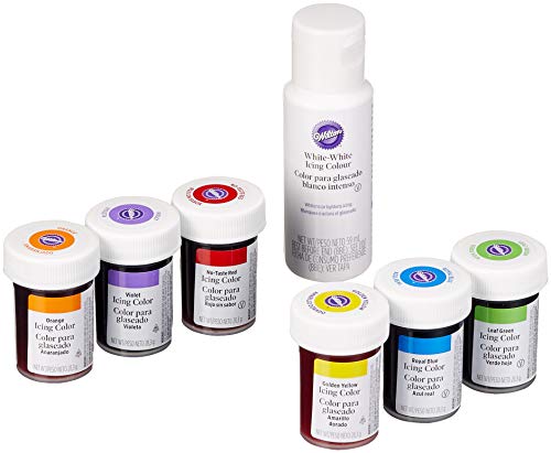 bakeryteam Wilton Gelfarben Regenbogenmix + Weiß (6 x 28g + 59ml)