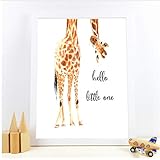 Giraffe Print Hello Little One Nursery Wall Art Canvas Painting Nordic Poster Wall Picture Baby Girl Boy 60x80cm No…