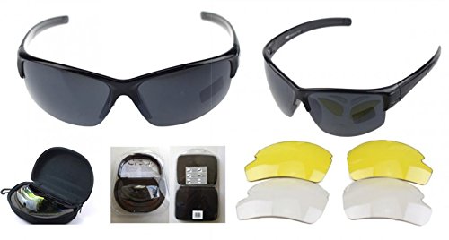 Sportbrille Fahrradbrille Sonnenbrille 3 Wechselgläser grau orange klar mit Etui