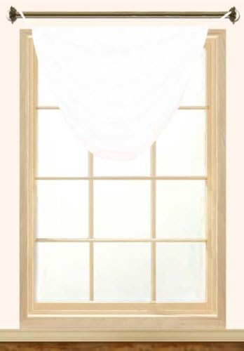Editex Home Textiles Elaine Grommets without Trim Waterfall Valance, 36 by 37-Inch, White