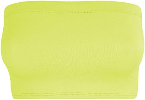 Ladies Plain Boob Tube Bra Ladies Bandeau Crop Bra (M/L (UK 12/14), Sunny Lime)