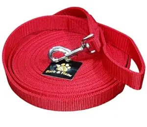 Bark & Meow, Dog Leash Extra Long Leash 50 Ft ,15 Meter Long and 1 inch Thick Red Nylon