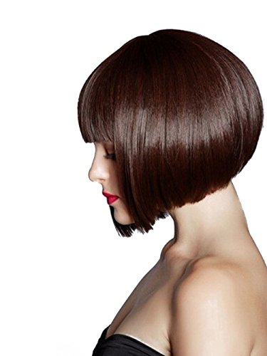 Minisky Damen elegante Perücke Haar Wigs Weiblich bob Glatt Kurze Faschingsperücke wie Echthaar Top (Koffee) - 2
