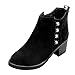 Produktbild Junjie Frauen British Retro Martin Stiefel Runde Kurzer Plüsch Runder Zeh Scrub Eben Kopf Zipper Starke Ferse Strass Stiefeletten Patchwork High (5cm-8cm)