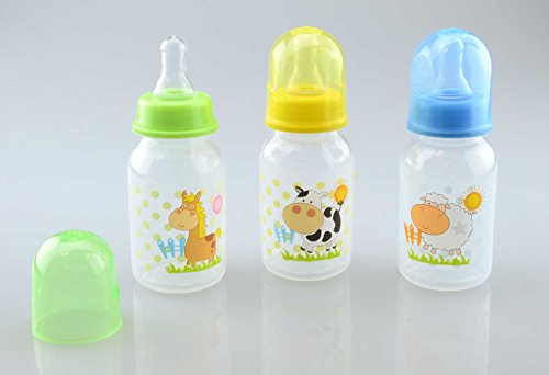 Baby Bottles Pack of 3 Farm Animal 150ml / 250ml Feeding Silicone Teat BPA Free