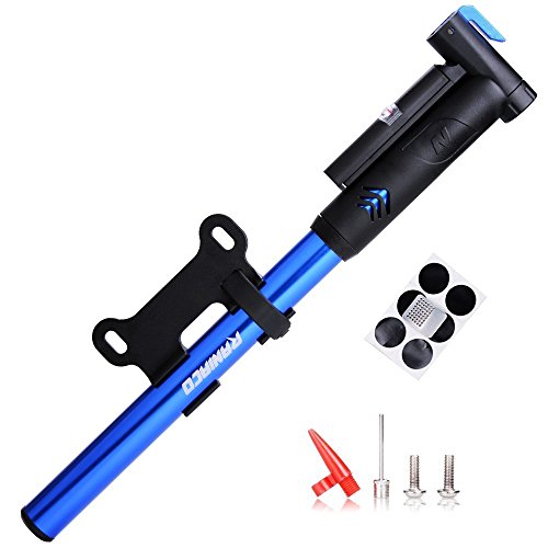 Minipumpe, Fahrradpumpe, Raniaco 120 PSI Portable Frame Tragbar Fahrradpumpen mit Manometer, hohen Druck Fahrrad Pumpe für Presta & Schrader, mit Reifen Reparatursatz Kit und Kugel & Ballon Luft Inflation Nadeln