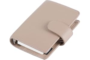 Moterm Terminarz z regularnymi pierścieniami A8 – organizer z prawdziwej skóry, portmonetka (żwirowo-taupe, pierścień 15 mm)