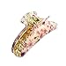 Light Purple Floral Print Crescent Shape Hair Claw Clip Beige for Lady