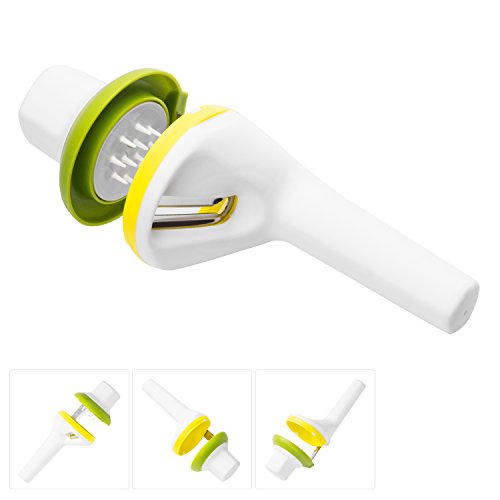 VOOKI Spiralschneider Gemüsehobel für Gemüsespaghetti Kartoffel Zucchini Möhren Reibe Spargelschäler Gurkenschäler Gurkenschneider Gemüseschneider, mit Drei Funktionen Klingen - 5