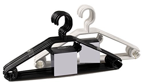 10 Kleiderbügel Kunststoff Schwarz mit Antirutschrillen Made in Germany