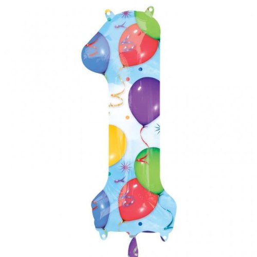 NEU Folienballon Große Zahl 1 Balloons, 33x86 cm