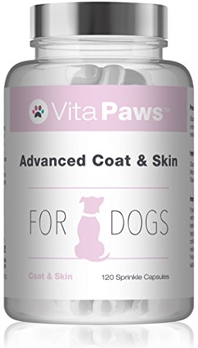VitaPawsTM Fórmula avanzada piel y pelaje | 120 Cápsulas para espolvorear | Favorece la salud del pelo y la piel de nuestra mascota | Indicado para perros