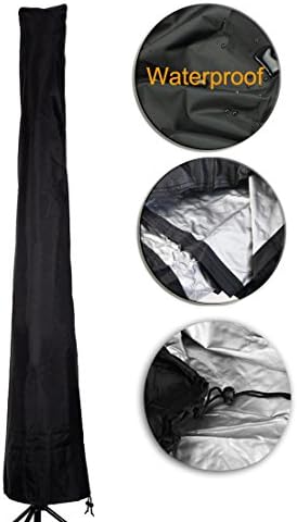Garden Parasol Cover Sun Umbrella Cover Waterpoof for Outdoor Garden Patio Furniture Umbrella with Drawstring - Black
