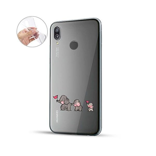 Finoo Hülle für Huawei P20 Lite - Handyhülle mit Motiv und Optimalen Schutz TPU Silikon Tasche Case Cover Schutzhülle - Elefanten Marsch