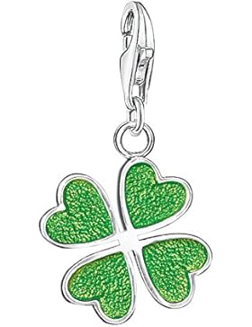 Thomas Sabo Damen-Charm-Anhänger Kleeblatt Glücksbringer Charm Club 925 Sterling Silber grün 0677-007-6