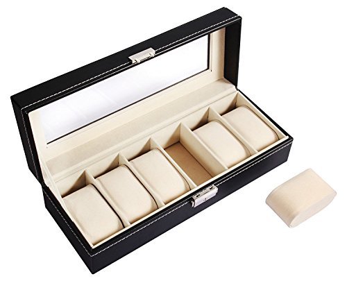 Ohuhu 6-Slot Leder Uhrkasten Uhrenkiste Uhrbox Uhrenschatulle Uhr Organiser Uhrenkoffer mit Metallverschluß-Weihnachtsgeschenk Ohuhu 6-Slot Leder Uhrkasten Uhrenkiste Uhrbox Uhrenschatulle Uhr Organiser Uhrenkoffer mit Metallverschluß-Weihnachtsgeschenk