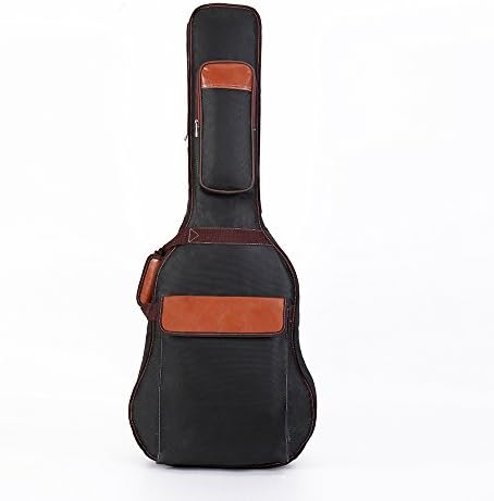 GamutTek 41 inches guitar case with leather cover and Adjustable Double Shoulder Straps in modern design (Black)