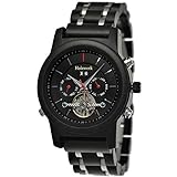Handgefertigte Holzwerk Germany® Automatik Herren-Uhr Öko Natur Holz-Uhr Holz Armband-Uhr Braun Schwarz Silber Analog Quarz-Uhr Datum und Wochentag Anzeige