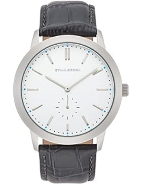 Stahlbergh Drammen Herrenuhr Quarzuhr Edelstahl grau/silber 5 ATM Präzisions-Quarzwerk Stunde/Minute/Sekunde Lederarmband...