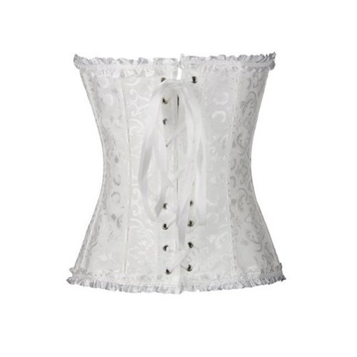 Newleaves-Women-Sexy-White-Overbust-Corset-Burlesque-Basque-Lingerie-with-Thong-Size-22-24