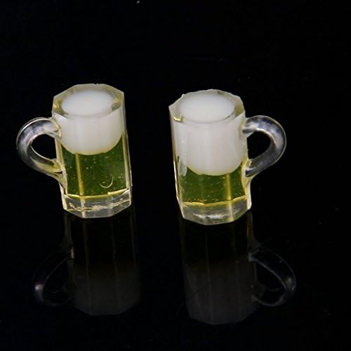 Fengge 1: 12 Dollhouse Miniature Realistic Beer Glasses Mugs Accessories 2pcs