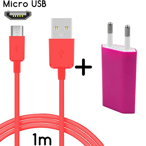 Original THESMARTGUARD 2in1-Set mit Samsung Galaxy S5 Netzteil Ladegerät und Samsung Galaxy S5 Ladekabel (1 Meter / 1m) / Datenkabel / Kabel in rosa - NEU mit überarbeiteter Ladegeschwindigkeit!