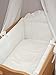 Baby All Round Crib Bumper 260cm Long Covers 4 Sides of Cradle 90x40cm Embroidery ("Heart" - White)