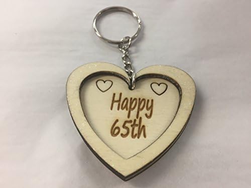Happy 65th Birthday Heart Keyring