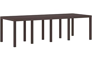 vidaXL Mesa de jardín en marrón, 250 x 100 cm. Es Ligera, de polirratán y aguanta Bien el Clima. Ideal para 10 Personas, es fácil de armar y Tiene un diseño modernito y Minimalista
