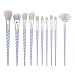 Make Up Brushes, Lover Bar 10pcs Unicorn Design Makeup Brush Set+Beauty Cosmetics Blender Sponge+Brush Cleaning-Luxe Face Powder Highlighter Cream Contour Liquid Foundation Eyeshadow Eyebrow Brush Kit (Colourful Hair)