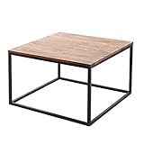 Das schwarze Eisengestell ist ein toller Kontrast zu der Massivholzplatte