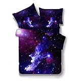 Sticker superb Housse de Couette Set 3D Galaxy avec Oreiller Shams Literie Ensemble de Couverture Hidden Zipper Housse de Couette 100% Polyester Microfiber (Galaxie 3, 220 * 240cm)