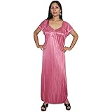 Indiatrendzs Women Satin Nightwear Peach 2pc Set Honeymoon Nighty With Robe