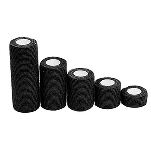 Preisvergleich Produktbild Isuper nicht-Gewebe-Klebeband, 5 Rollen, für Verschiedene Verwendungszwecke, tragbar, Schwarz, 2,5 cm x 4,5 m - 15 cm x 4,5 m