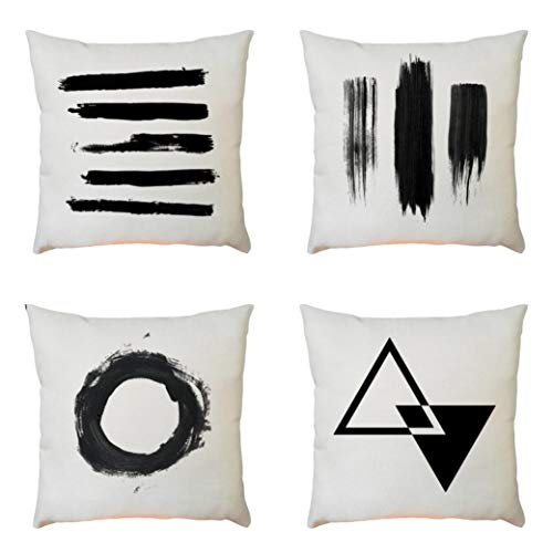 Preisvergleich Produktbild JUSTSELL 4PC Quadrat Kissenbezug Tuschemalerei Muster Kissenbezug Schlafsofa Home Wohnkultur Deco Zierkissenbezüge Kissen Dekorationskissen (Kissen ist Nicht im Preis inbegriffen)