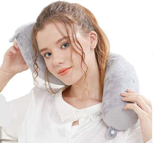 Cuscino da viaggio twist memory foam - a forma di U collo cuscino con tridimensionale pieno supporto cervicale collo cuscino da viaggio perfetto per aereo auto & home use (Grey1)