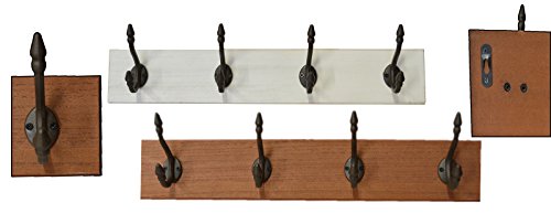 Garderobenleiste Landhaus Stil 4 Kleiderhaken Holz Vintage Look weiß & Braun (Braun)